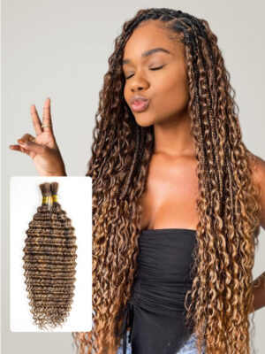 Alternative view of Deep Wave 4/27 Color Hair Bulk Human Braiding Hair No Weft 100g