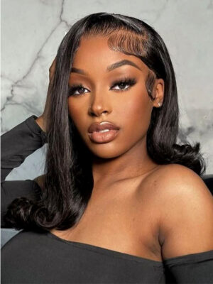 Alternative view of Side Part 90's Flipped Ends Bob Glueless 5x7 Lace Front Human Hair Wigs