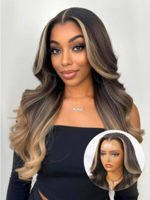 Alternative view of M Hairline Skunk Stripe 250 Density Body Wave 13??6 Lace Front Wig