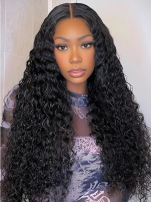 Alternative view of Deep Wave 6x6 Lace Closure Wig Pre plucked Natural Hairline with Bleached Knots
