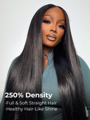 Alternative view of Double Drawn Wig 250% Density Straight 13x6 HD Lace Frontal Wig Brazilian Hair