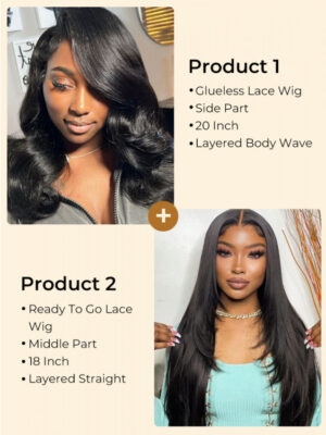 Alternative view of $299 for 2 Layered Wigs: 20'' Loose Body Wig and 18'' Straight