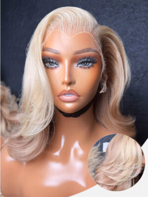 Alternative view of Butterfly Cut M Hairline Highlight Rose Gold Layered 13*6 Lace Wig