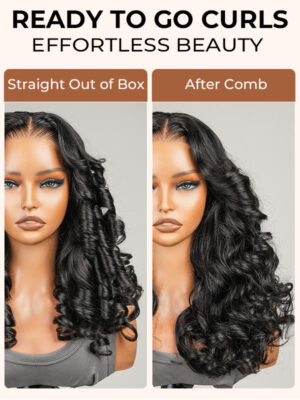 Alternative view of High Volume Layered Curls Body Wave Single Knots Invisible Ready To Go Lace Wig