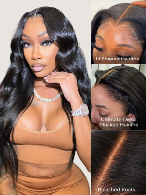 Alternative view of Widows Peak M Hairline Loose Body Wave 13x6 HD Lace Front Single Tiny Knots Wig