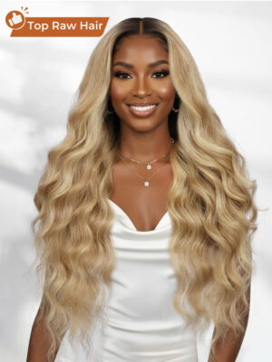 12A Raw Hair Toffee Swirl Blonde Loose Body Wave 13x4 HD Lace Front Wig