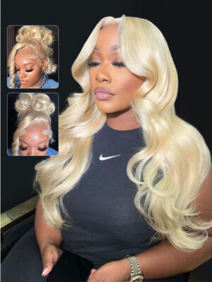 Alternative view of Blonde 360 Lace Wig Human Hair Glueless Body Wave and Straight With Invisible Strap