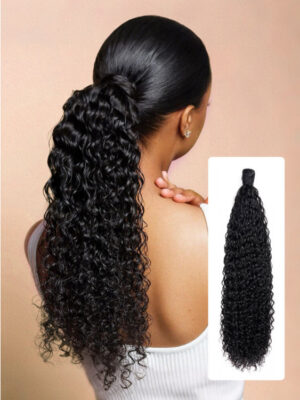 Alternative view of Water Wave Clip-In Ponytail With Hair Wrap Around 100% Human Hair Extension