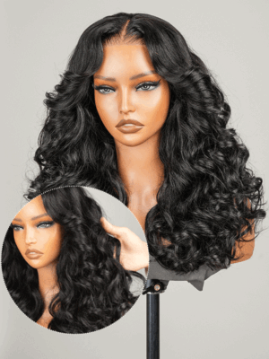 High Volume Layered Curls Body Wave Single Knots Invisible Ready To Go Lace Wig