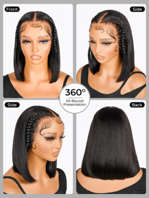 Alternative view of Stylist Braided Short Bob Wig Glueless 13x4 Front Wig